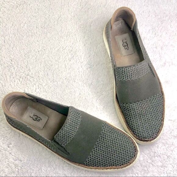 UGG SAMMY KNIT SLIP ON SNEAKERS WITH LEATHER TRIM - Picture 2 of 9